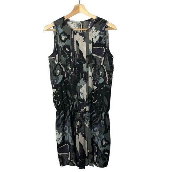 Sisley Gray Watercolor Floral Sleeveless Mini Dress 6 - Picture 1 of 6